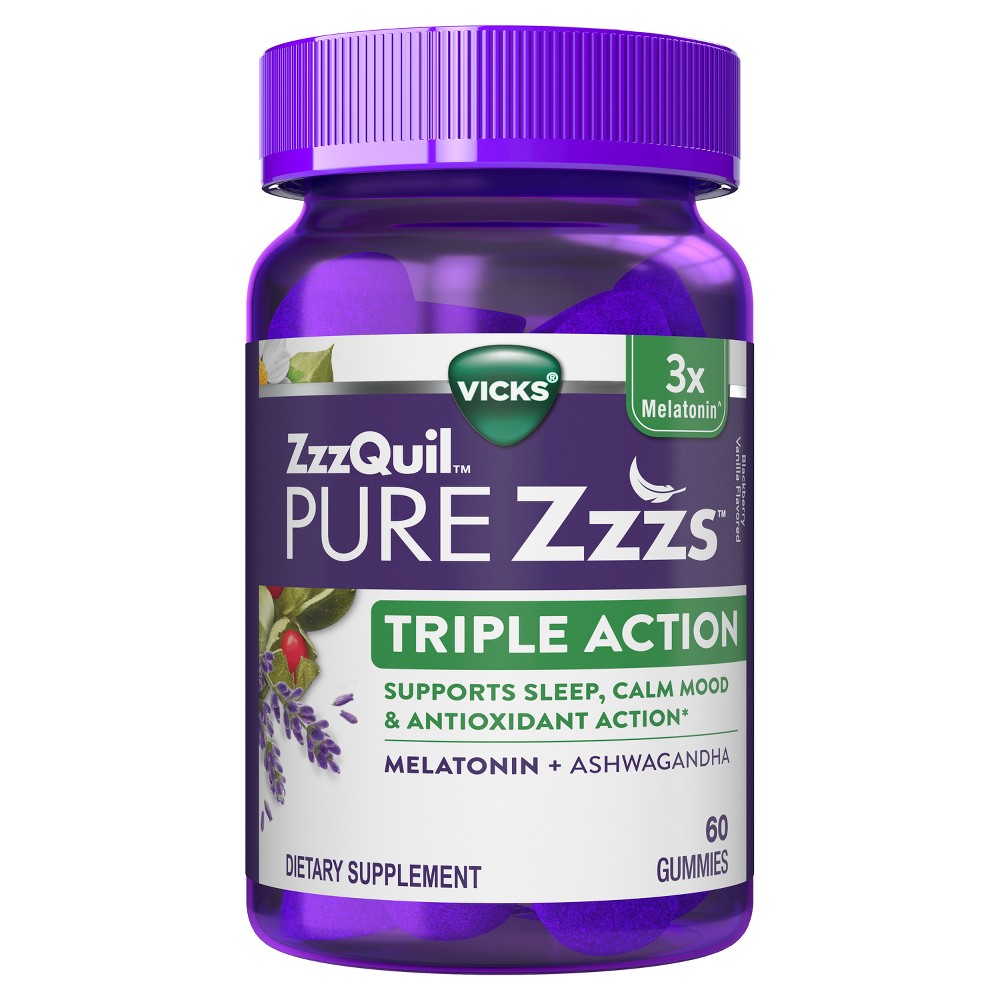Photos - Vitamins & Minerals Pure Zzzs Triple Action Melatonin Gummies - 60ct
