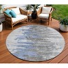 Blue Gray And Silver Abstract Washable Indoor Outdoor Area Rug - 2 of 4
