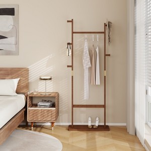HDZNVF Garment Rack Solid Wood, Walnut - 1 of 4