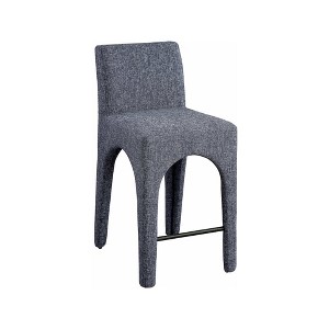 Meridian Furniture,Gramercy Blue Linen Textured Fabric Stool - 1 of 4