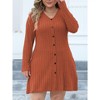 Clearlove Womens Plus Size Long Sleeve Fall Dresses V Neck Button Casual Badydoll Knit Sweater Dress - 3 of 4