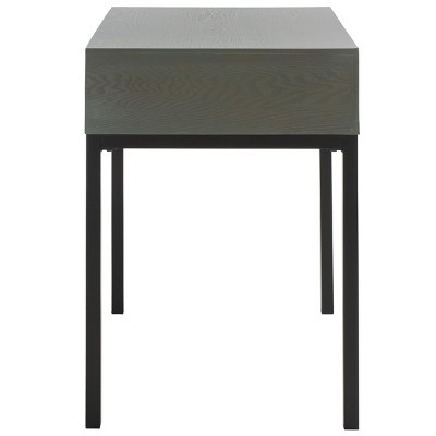 Adena 24" Gray Wood and Metal Rectangular End Table with Storage