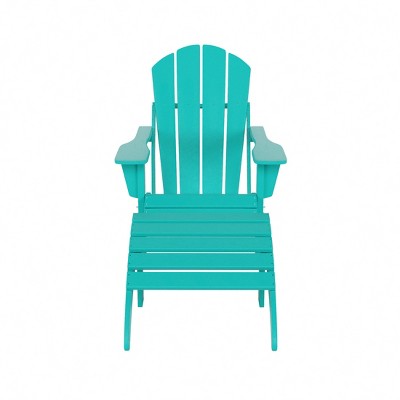 WestinTrends Malibu HDPE Outdoor Patio Folding Poly Adirondack Chair with Ottoman (2-Piece Set)