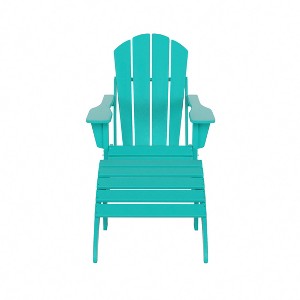 WestinTrends Malibu HDPE Outdoor Patio Folding Poly Adirondack Chair with Ottoman (2-Piece Set) - 1 of 4