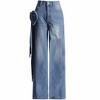Women's Classic Straight-Leg Jeans with Chic Bowknot Detail – Comfort Cotton Denim Cherie Code - 4 of 4