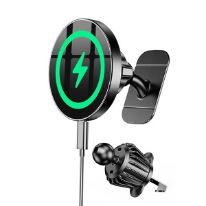 Itopfox 2-in-1 Magnetic Car Mount Charger for iPhone 17/16/15/14/13, 15W Fast Wireless Charging, 360° Adjustable, Strong Hold for Bumpy Roads - 1 of 4