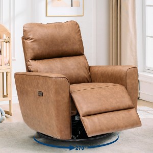 GustoWave Oversized Power Swivel Recliner Chair, Upholstered Faux Leather Nursery Reclining Sofa, Rocker Single Sofa - 1 of 4