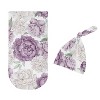 Sweet Jojo Designs Girl Baby Cocoon and Beanie Hat Swaddle Wrap Peony Floral Garden Lavender Purple and Ivory 2pc - 2 of 4