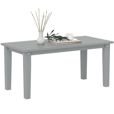 Outsunny HDPE Outdoor Coffee Table, Rectangle All-Weather Patio Coffee Table, Slatted Outdoor Patio Table for Garden, Balcony, Backyard