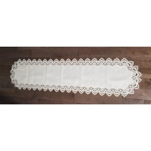 Jiallo White Floral Lace Embroidered Cutwork Rectangular Table Runner, 16 by 72  inch Table Linen Decor, Water Resistance, Machine Wash safe - 1 of 3