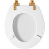 Benton Soft Close Enameled Wood Toilet Seat Never Loosens Brushed Gold Hinge White - Mayfair by Bemis - 4 of 4