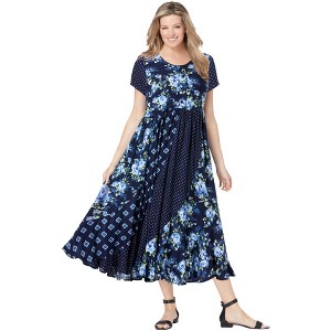 Woman Within Petite Mixed Print Maxi Dress - 1 of 4