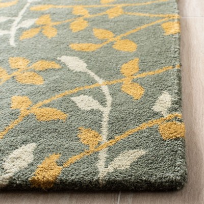 Gray and Gold Tufted Wool and Viscose Area Rug