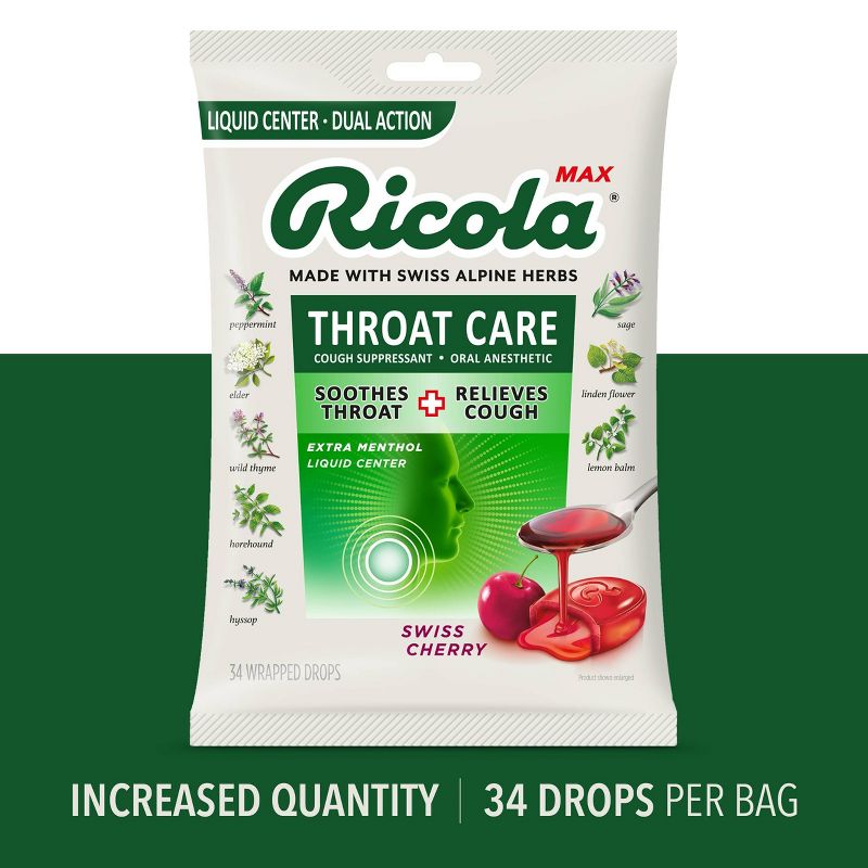 Ricola Max Throat Care Drops - Cherry - 34ct, 4 of 10