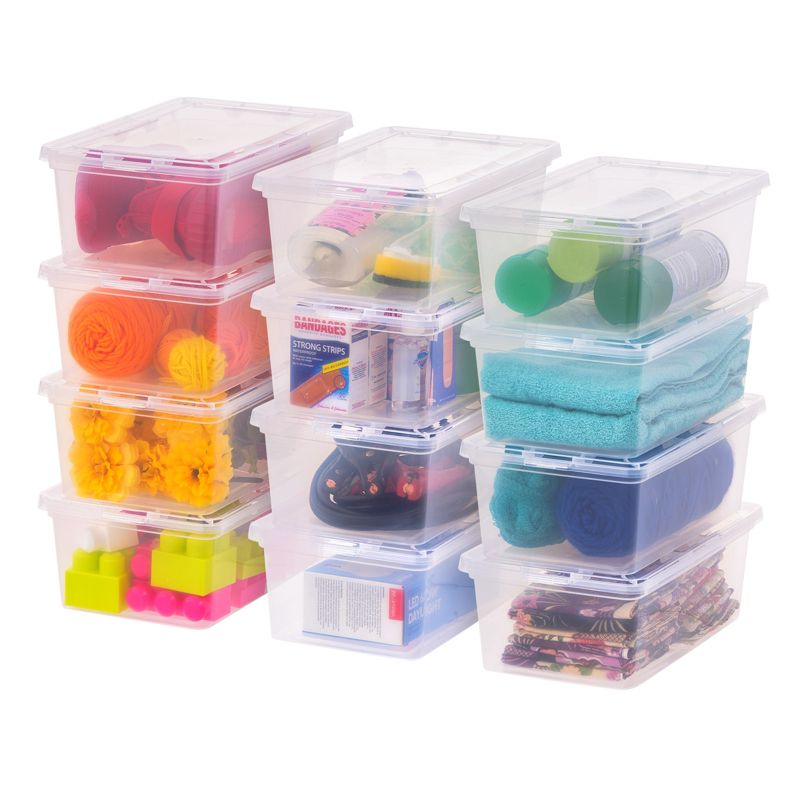 IRIS USA Plastic Stackable and Nestable Storage Bin Tote Organizing Container, Clear, 1 of 9