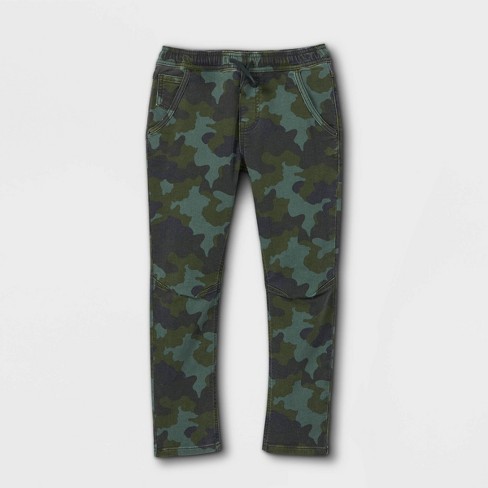 Boys' Super Stretch Pull-on Taper Fit Jeans - Cat & Jack™ Camo Green 10 ...
