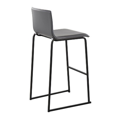 Mara Black Steel and Grey Faux Leather Barstools, Set of 2