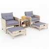 Pamapic 5-Pieces Wicker Patio Furniture Set Outdoor Patio Chairs with Ottomans, Cushions - 3 of 4
