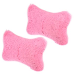 Unique Bargains Faux Fur Head Neck Car Support Pillow Cushion 1 Pair - 1 of 4
