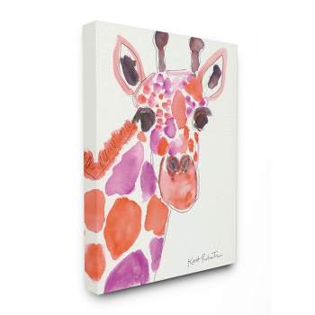 Stupell Industries Kid's Giraffe Zoo Animal Red Purple Watercolor