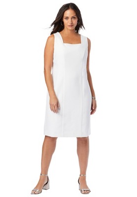 Jessica London Women s Plus Size Bi Stretch Sheath Dress 18 W White