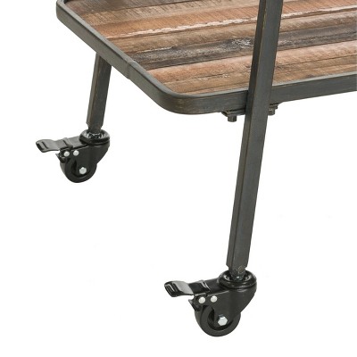 Felix Black and Wood Industrial Two-Tier Bar Cart