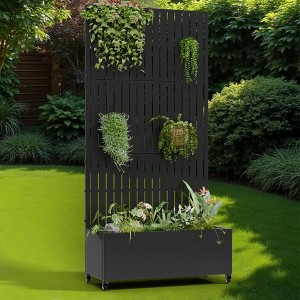 72-in H x 35-in L x 16-in W Black Metal Planter with Trellis ( Fences ) - 1 of 4