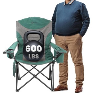 Arrowhead Outdoor XXL Folding Padded Camping Chair w/Cup & Wine Holder, Armrest Cooler, Support up to 600 lbs (Forest Green) - 1 of 4