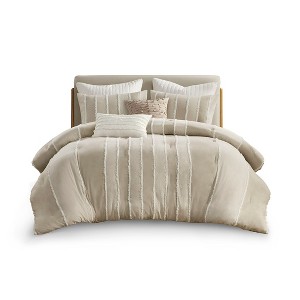 Gracie Mills Lyon 3-PC Striped Cotton Comforter Set - 1 of 4