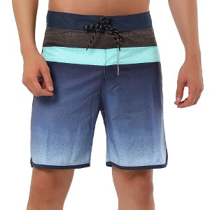 Lars Amadeus Men's Summer Color Block Shorts Drawstring Stripe Swim Beach Board Shorts - 1 of 4
