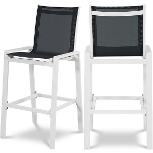 Meridian Furniture,Nizuc Mesh Water Resistant Fabric Outdoor Patio Barstool, Set of 2 - 1 of 4