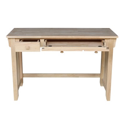 Solid Wood Mission Computer Desk with Drawer and Keyboard Tray
