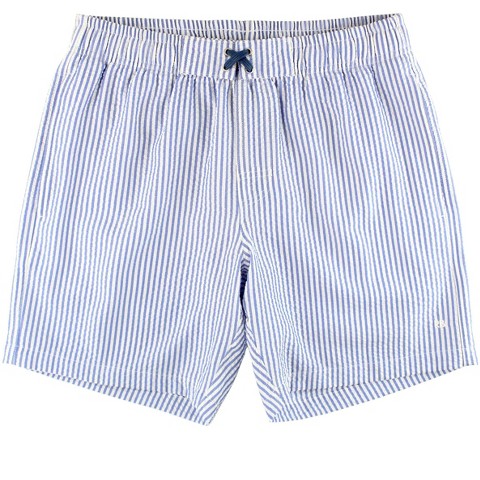 Мужские брюки RuggedButts Men's UPF50+ Swim Trunks - Periwinkle Blue Seersucker, Men's M