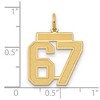 Black Bow Jewelry 14k Yellow Gold, Jersey Collection, Medium Number 67 Pendant - 2 of 3
