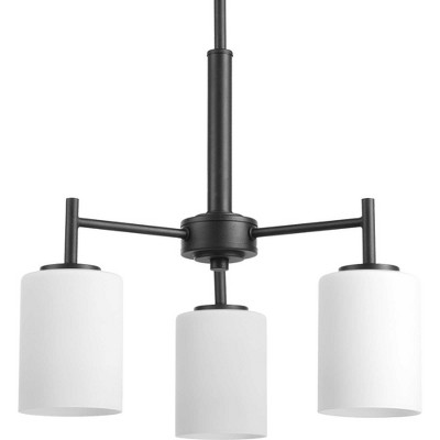 Elegant Brushed Nickel 3-Light Chandelier with White Glass Shades