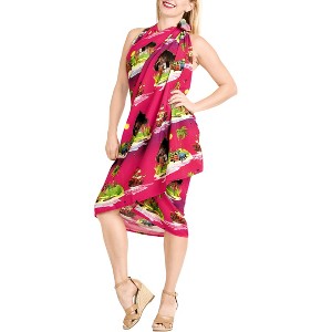 LA LEELA Women's Summer Beach Wrap Bikini Wraps Sarong Cover up Skirt Swimsuit Swimwear Bathing Suit Cover Ups for Women One Size Pink, Car - 1 of 4