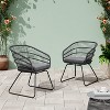 Christopher Knight Home Lemere Outdoor Wicker and Metal Upholstered Dining Chairs (Set of 2) - 2 of 4