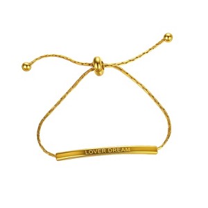 Gold Titanium Steel Adjustable Bracelet with "LOVER DREAM" Bar for Unisex - 1 of 4