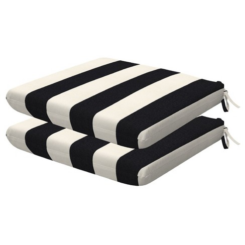 Sunbrella Black White Stripe Indoor Outdoor Chair Cushion