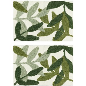 Unique Bargains Soft Non-Slip Microfiber Plush & Fluffy Reversible Quick Dry Bathroom Mats Set 2 Pcs - 1 of 4