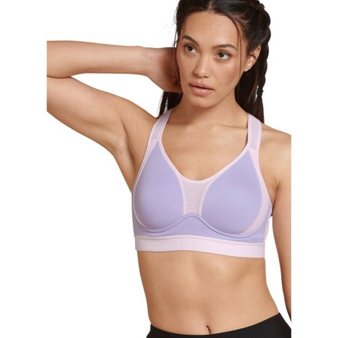 Jockey Women's Forever Fit Mid Impact Molded Cup Active Bra XL Digital  Lavender