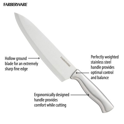 Farberware 15-Piece Stainless Steel Knife Block Set with Black Wood Block