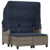 vidaXL Patio Sofa 2-Seater with Canopy and Stools Gray Poly Rattan - 2 of 4