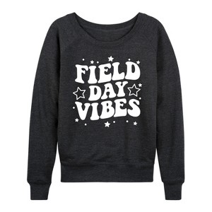Women's - Instant Message - Field Day Vibes Lightweight French Terry Wide Neck Long Sleeve Graphic Shirt - 1 of 4