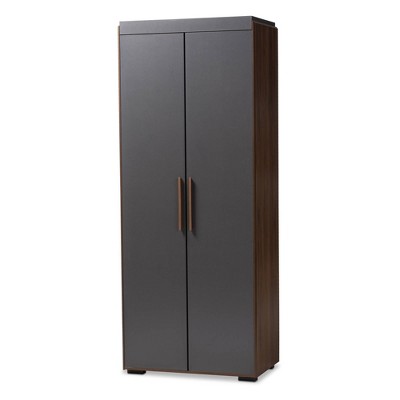 7 Shelf Wardrobe Rikke Two-Tone Wood Storage Cabinet Brown - Baxton Studio