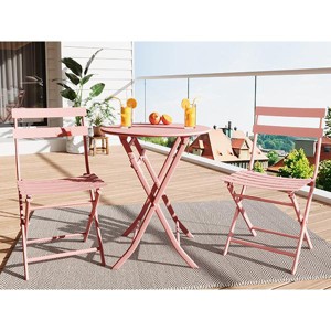 Whizmax 3-Piece Outdoor Bistro Set - Folding Table and 2 Chairs, Metal Patio Furniture for Porch, Garden, Balcony, Poolside - 1 of 4