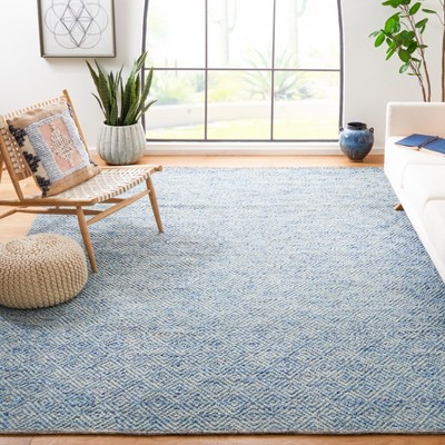 Blue Hand-Tufted Wool 8' x 10' Rectangular Area Rug