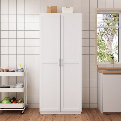 71" Tall Kitchen Pantry Cabinet, Freestanding Cupboard Storage Cabinet with Adjustable Shelves, Wooden Coffee Bar Cabinet for Living Room Kitchen