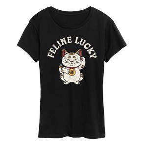 Women's - Instant Message - Feline Lucky Short Sleeve Graphic T-Shirt - 1 of 4