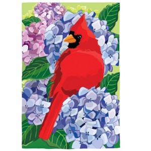 Evergreen Red Cardinal and Hydrangeas Applique Garden Flag 12 x 18 Inches Indoor Outdoor Decor - 1 of 1